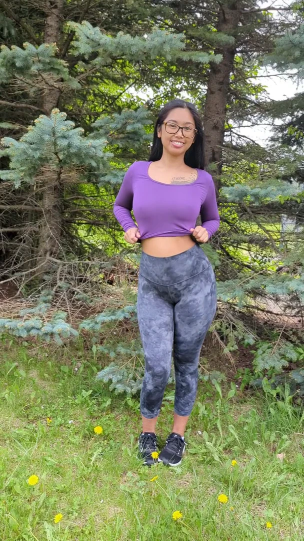 Walked off the path for a minute to show off my perky tits! [gif]